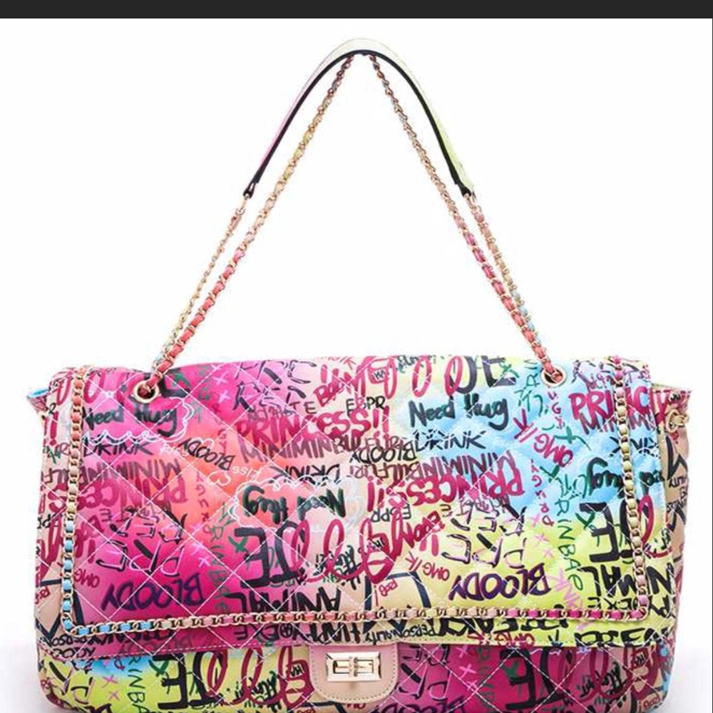 Super Colored Urban Graffiti Oversized Shoulderbag for Women Girls